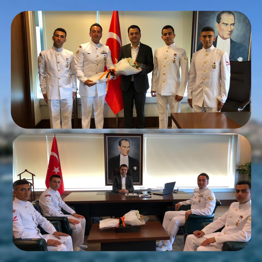 Sahil Güvenlik TCSG-12 Komutanı Asb.Kd.Üçvş Sn. İsmet Şahin ve kurum personelini makamında kabul etti.